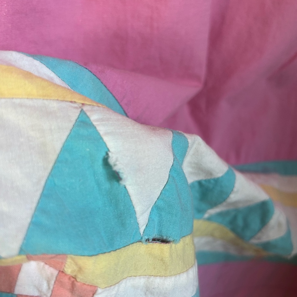 Vintage 80's Boho Southwest Indian Cotton Pink Patchwork Dress Size M - Picture 9 of 16